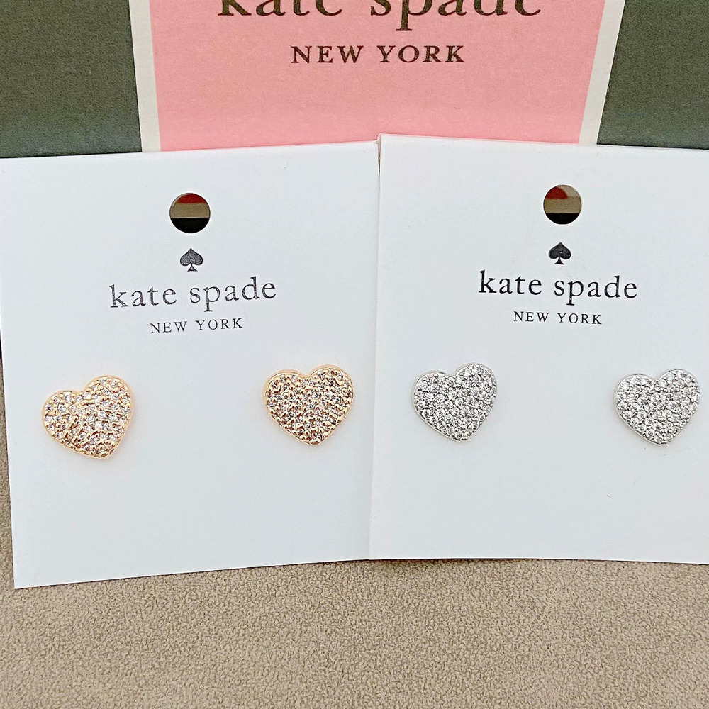 Kate SPADE Heart Rhinestone Stud Earrings